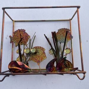 Metal Tropical Fish Aquarium 3D Sculpture Decorative MCM Art Nautical Art